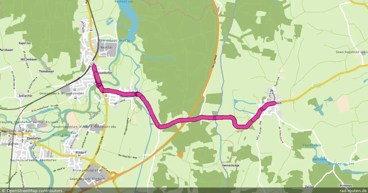 Radroute Biessenhofen Bhf – Bernbach – Fernradroute auf Rad-Routen.de