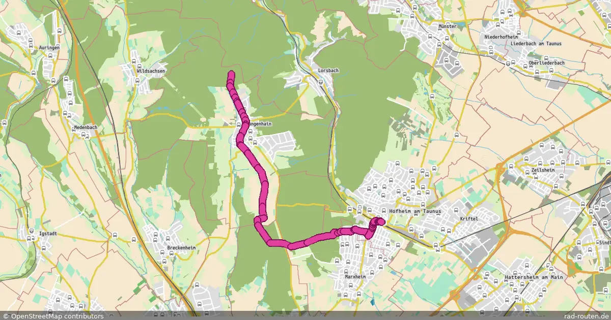 Radroute Hofheim am Taunus – Hofheim am Taunus – Fernradroute auf Rad-Routen.de