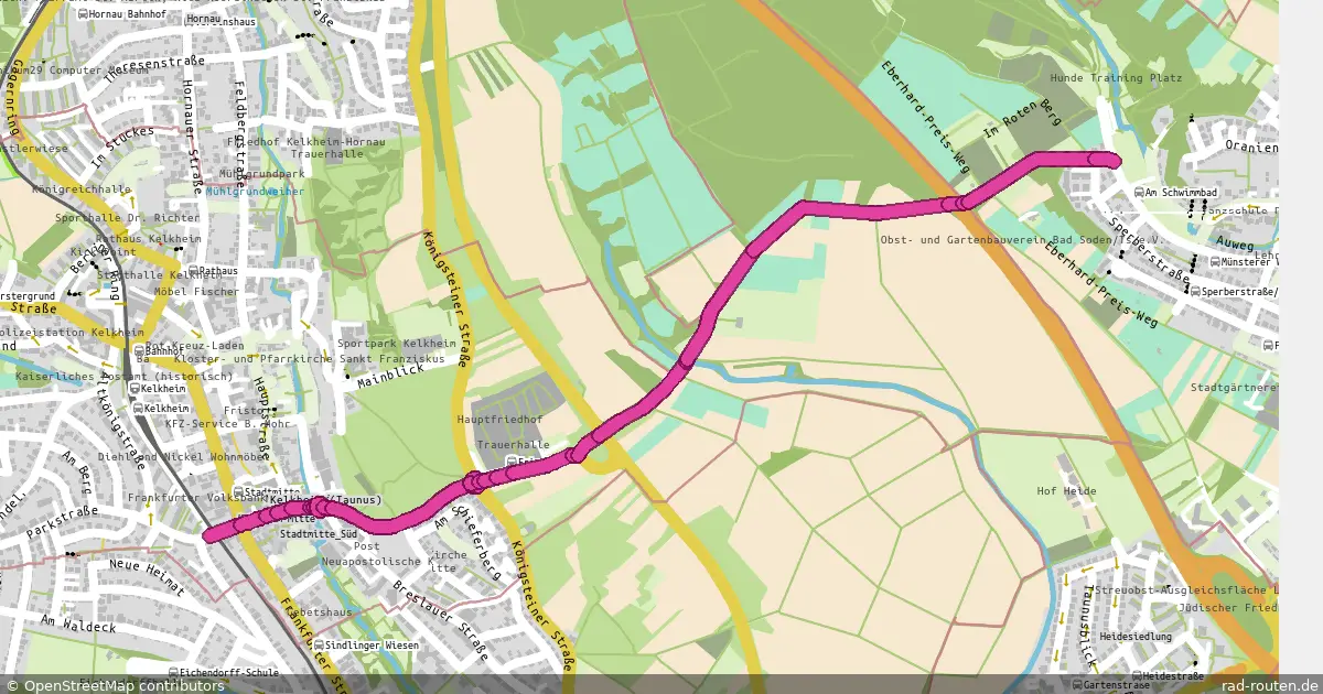 Radroute Kelkheim (Taunus) – Bad Soden am Taunus – Fernradroute auf Rad-Routen.de