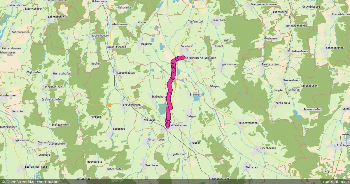 Radroute Kirchheim in Schwaben – Pfaffenhausen