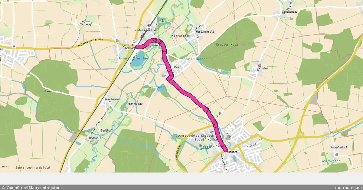 Radroute Radersdorf – Kühbach – Fernradroute auf Rad-Routen.de