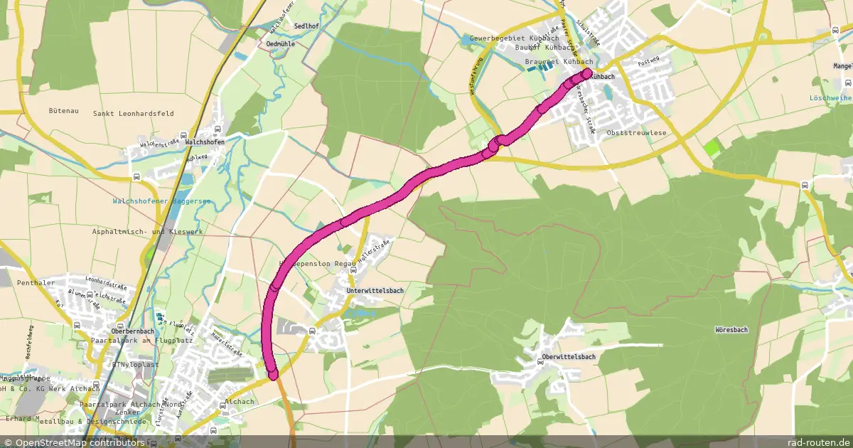 Radroute Aichach Nord-Ost – Kühbach – Fernradroute auf Rad-Routen.de