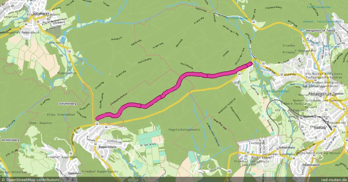 Radroute Königstein im Taunus – Glashütten – Fernradroute auf Rad-Routen.de