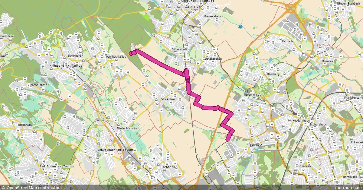 Radroute Steinbach (Taunus) – Frankfurt am Main – Fernradroute auf Rad-Routen.de