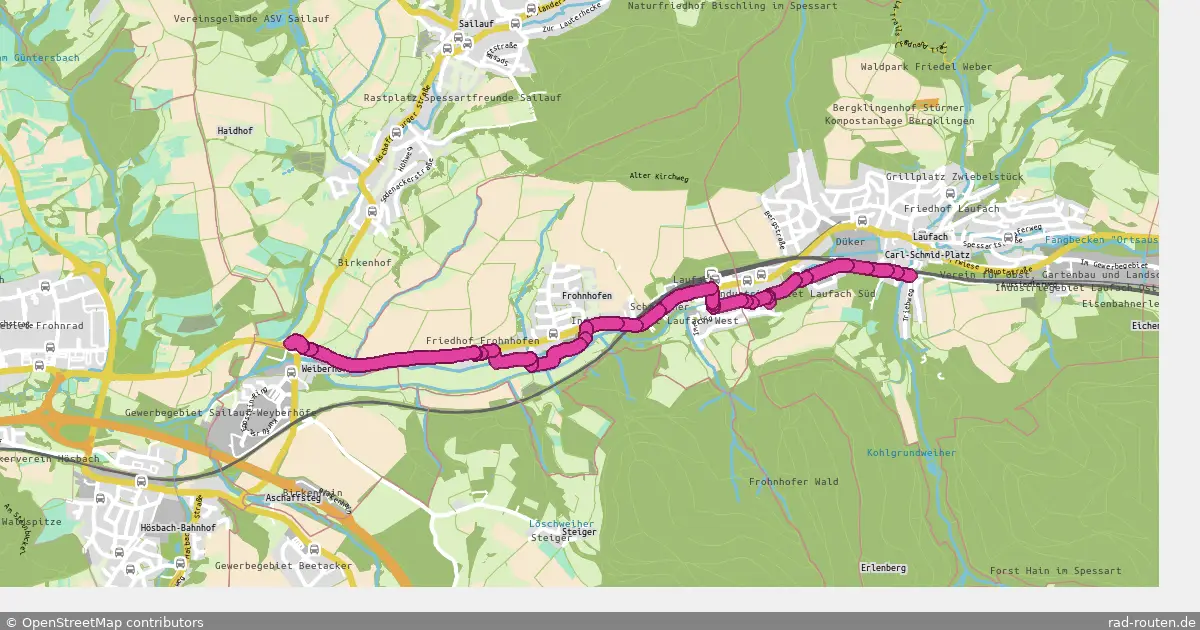 Radroute Laufach – Sailauf – Fernradroute auf Rad-Routen.de