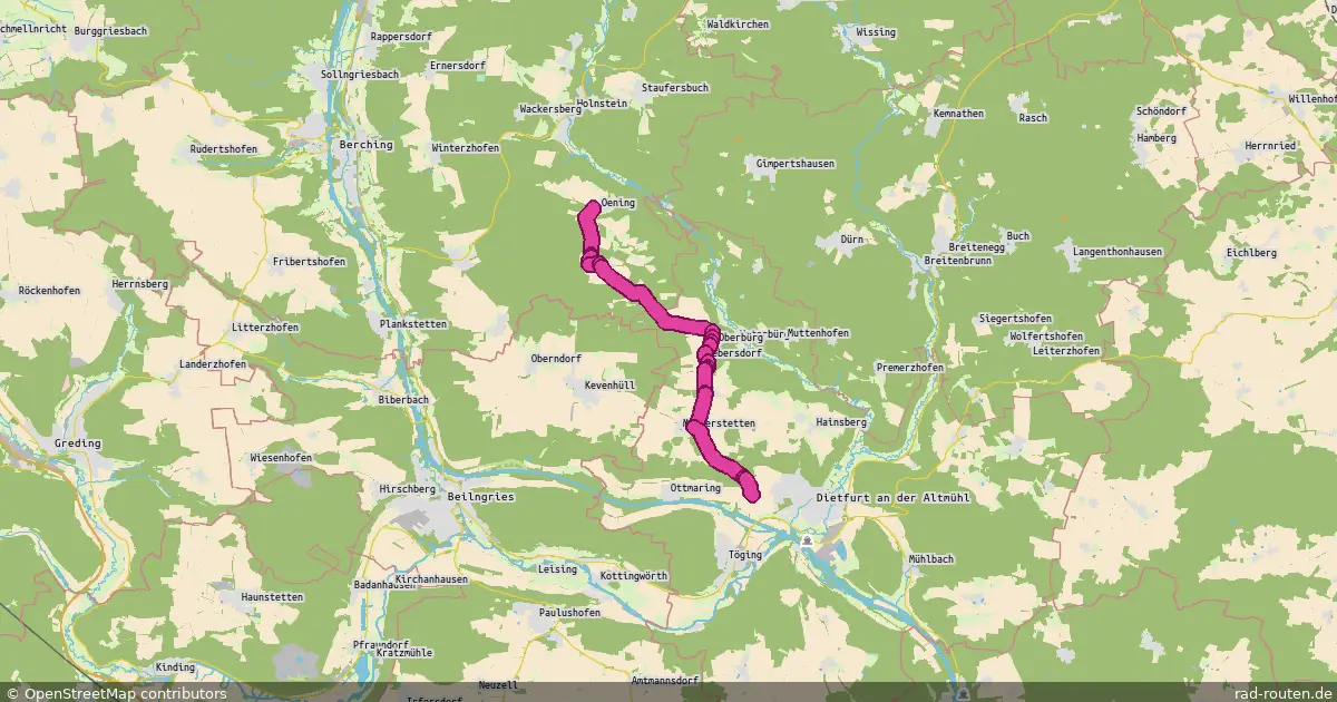 Radroute Dietfurt an der Altmühl – Oening – Fernradroute auf Rad-Routen.de