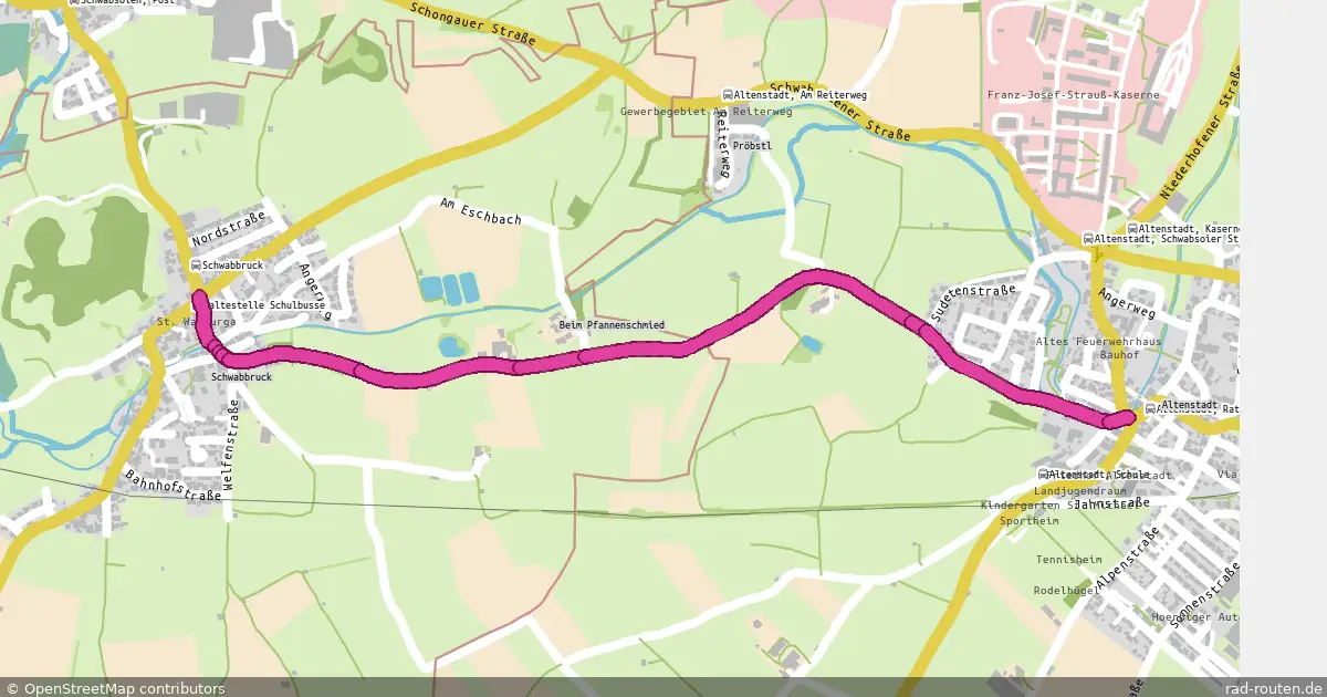 Radroute Schwabbruck – Altenstadt – Fernradroute auf Rad-Routen.de
