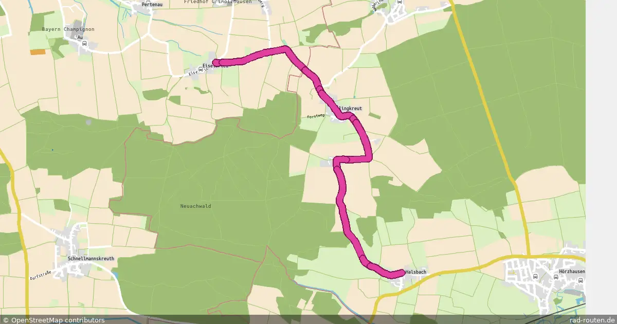 Radroute Eiselsried – Halsbach – Fernradroute auf Rad-Routen.de