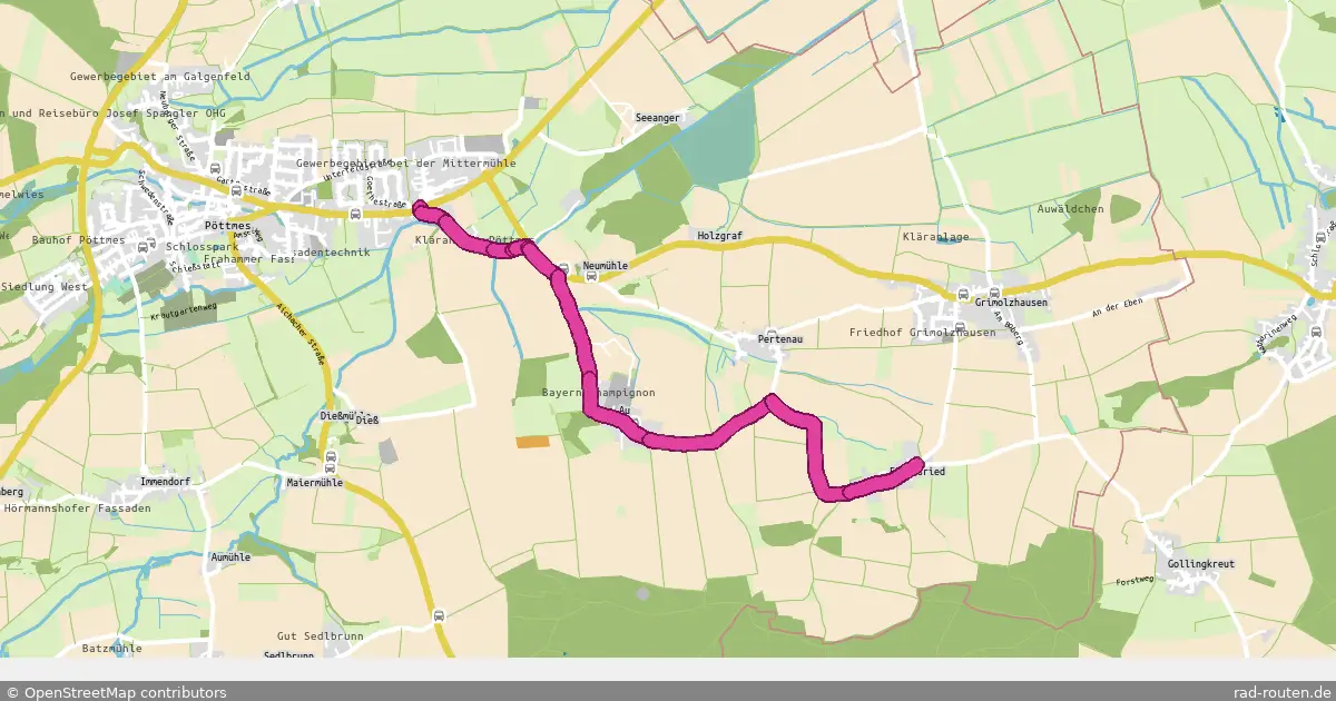 Radroute Pöttmes – Eiselsried – Fernradroute auf Rad-Routen.de