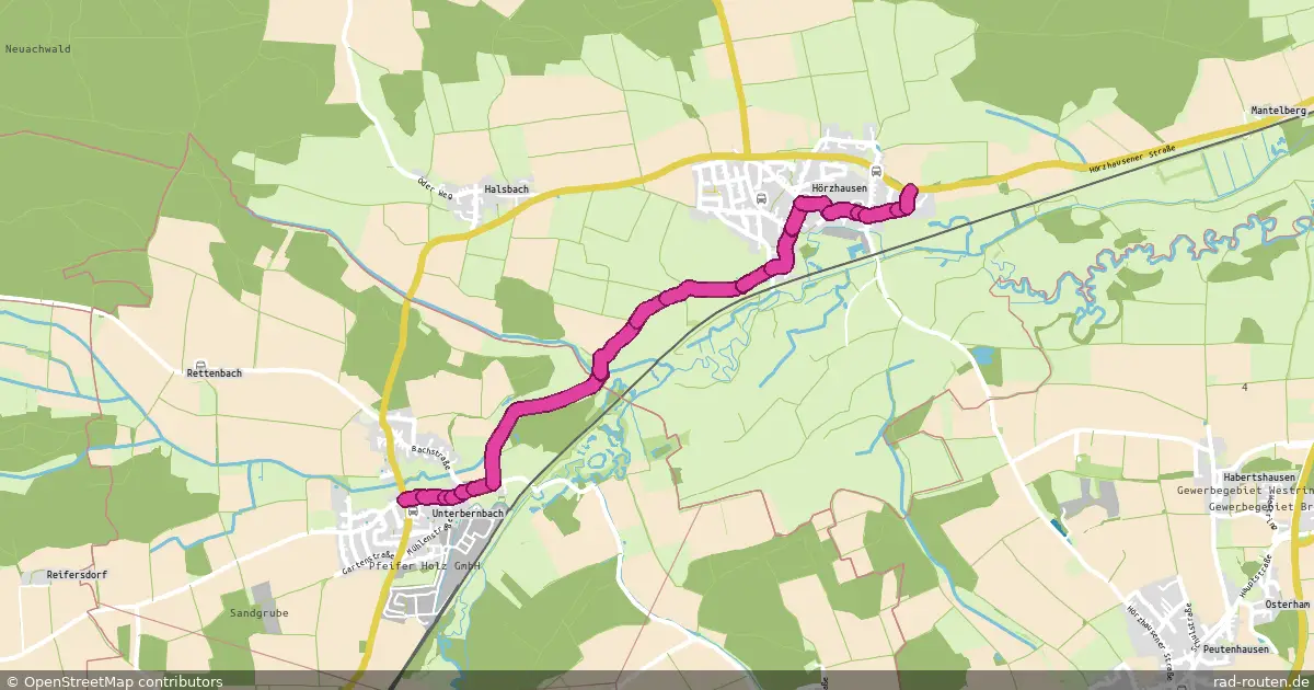 Radroute Unterbernbach – Hörzhausen – Fernradroute auf Rad-Routen.de