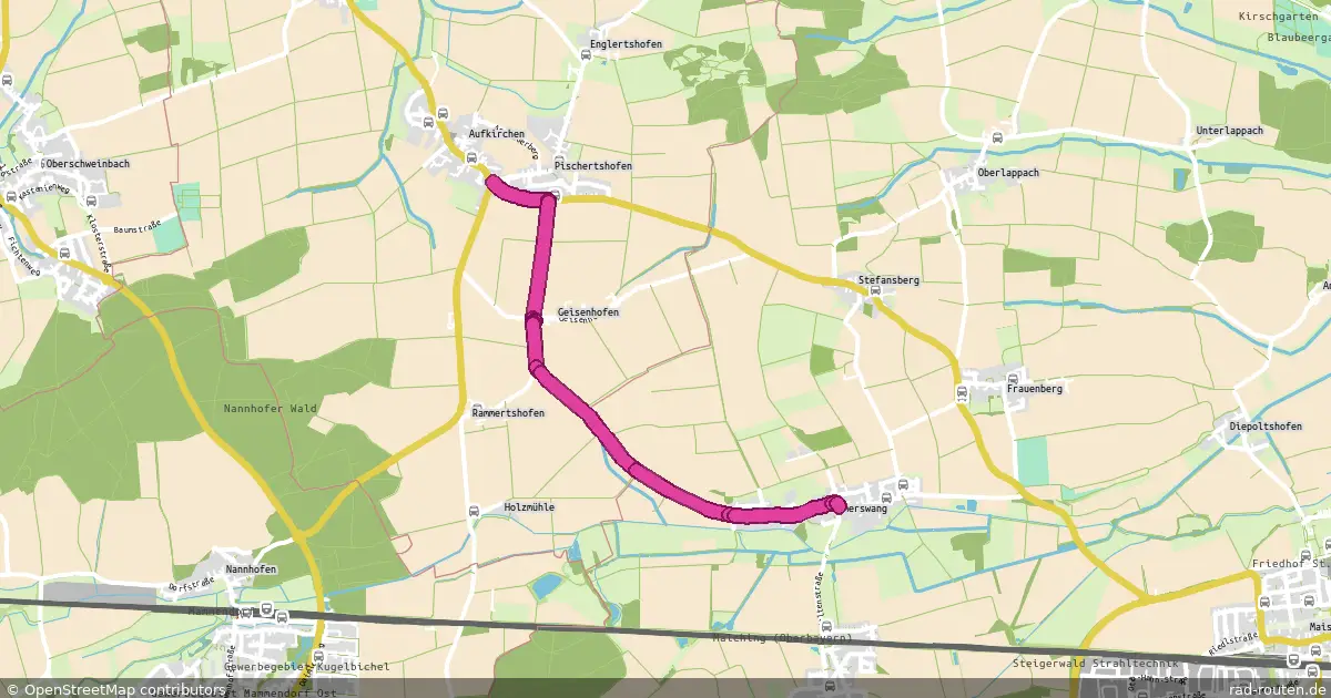 Radroute Aufkirchen – Germerswang – Fernradroute auf Rad-Routen.de