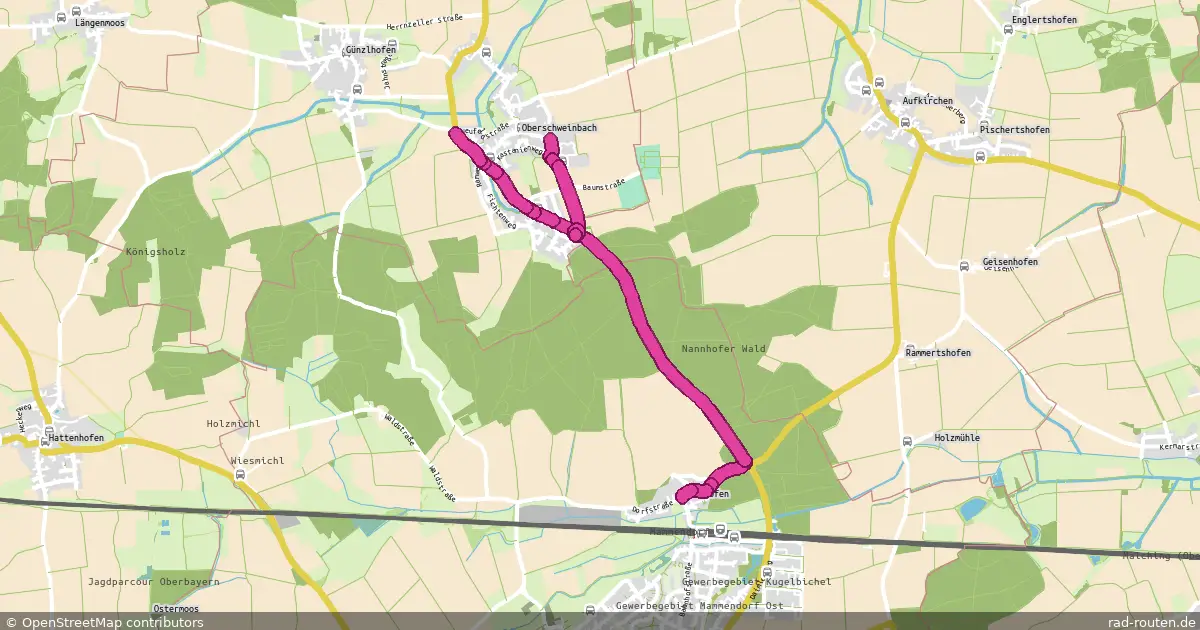Radroute Oberschweinbach – Nannhofen – Fernradroute auf Rad-Routen.de