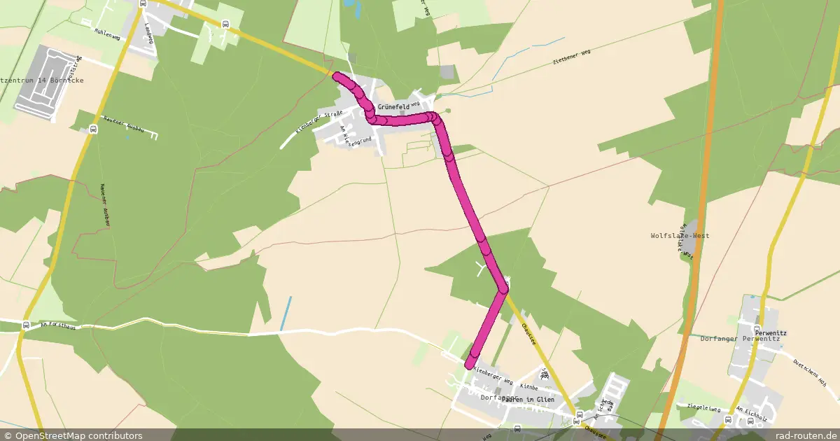 Radroute Paaren im Glien – Grünefeld