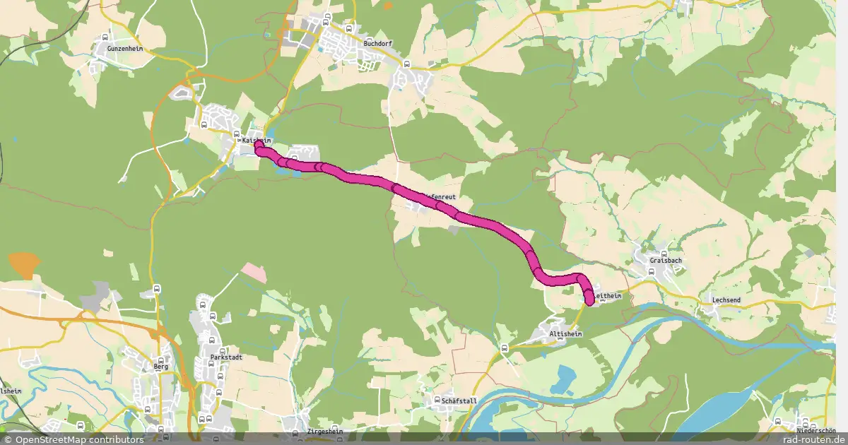 Radroute Kaisheim – Leitheim – Fernradroute auf Rad-Routen.de