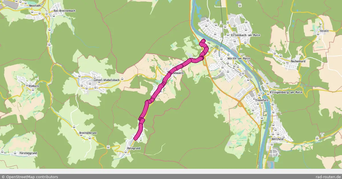 Radroute Obernburg/Wörth – Haingrund – Fernradroute auf Rad-Routen.de