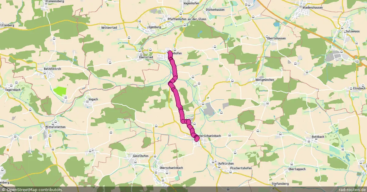Radroute Egenhofen – Unterschweinbach – Fernradroute auf Rad-Routen.de