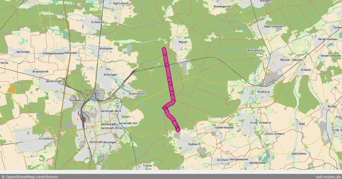 Radroute Darmstadt – Darmstadt – Fernradroute auf Rad-Routen.de