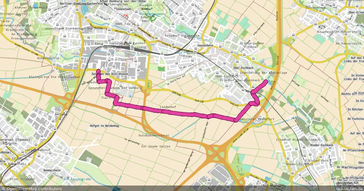 Radroute Bad Homburg vor der Höhe – Bad Homburg vor der Höhe – Fernradroute auf Rad-Routen.de