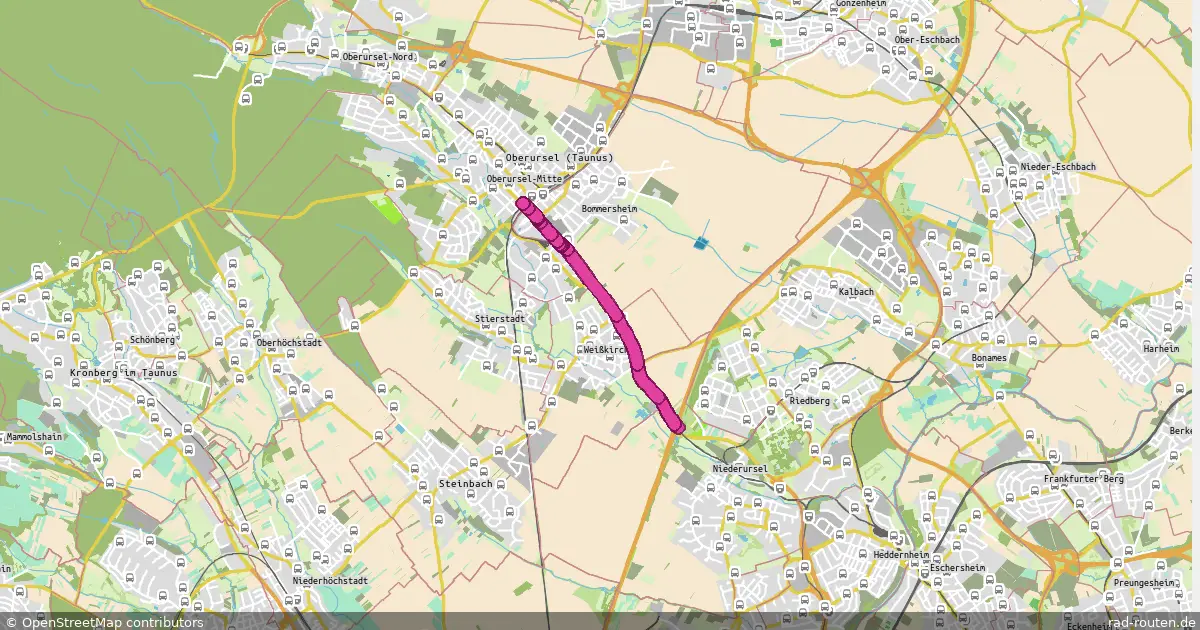 Radroute Frankfurt am Main – Oberursel (Taunus) – Fernradroute auf Rad-Routen.de