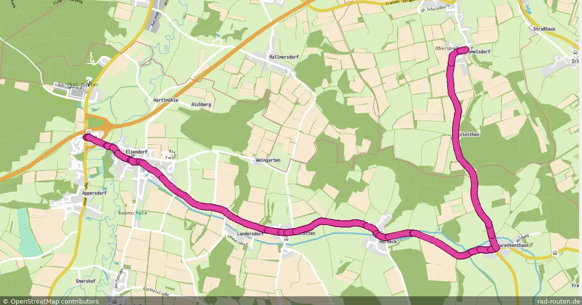 Radroute Elsendorf – Oberumelsdorf – Fernradroute auf Rad-Routen.de