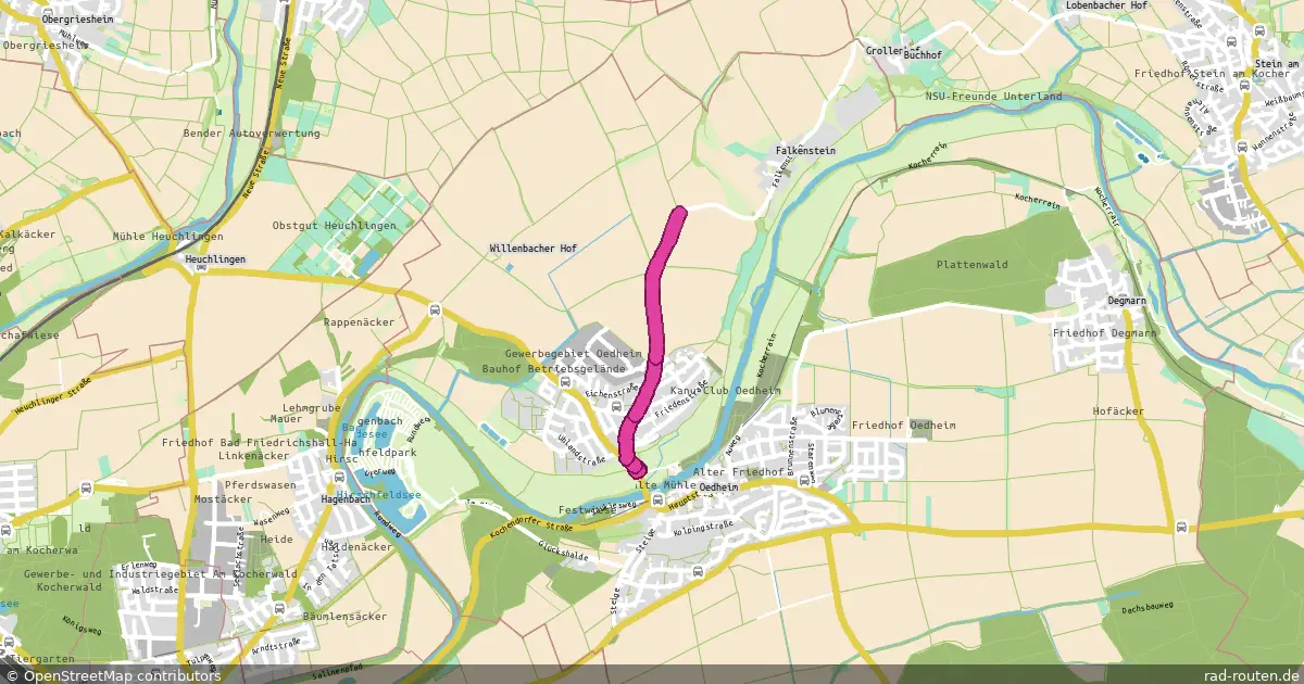 DE:BW:HNL – von Oedheim Kocherbrücke (Nord) nach Noerdlich Oedheim – Fernradroute auf Rad-Routen.de