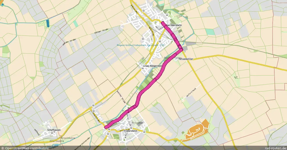 Radroute Framersheim – Gau-Odernheim – Fernradroute auf Rad-Routen.de