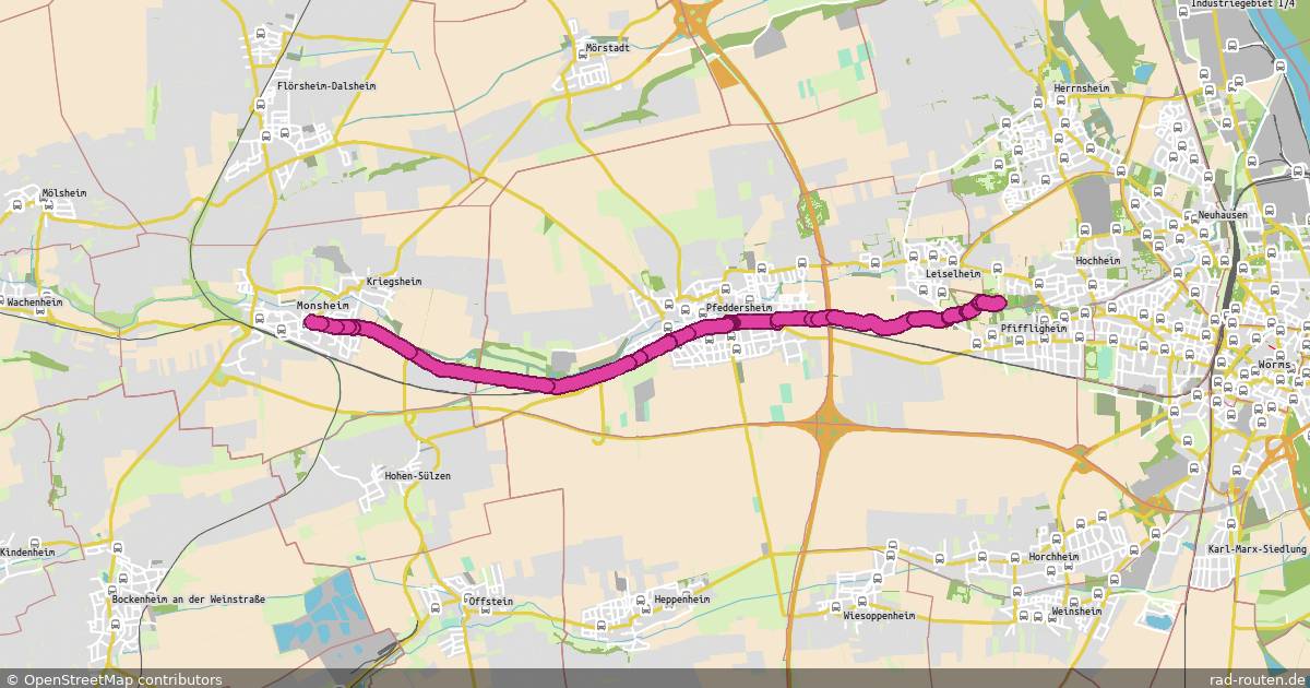 Radroute Worms – Monsheim – Fernradroute auf Rad-Routen.de