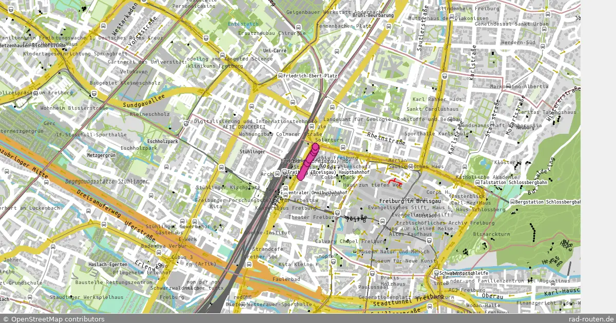 DE:BW:FR – von Hauptbahnhof (Haupteingang) nach Hauptbahnhof (Nordseite) – Fernradroute auf Rad-Routen.de