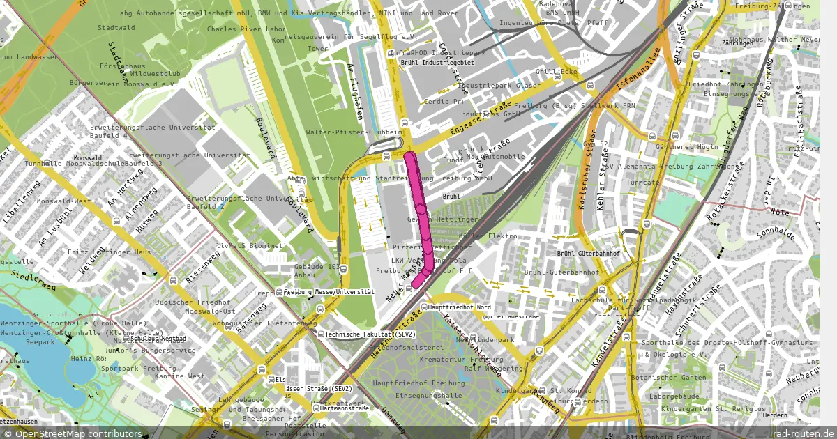 DE:BW:FR – von Neue Messe nach Kreuzung Hermann-Misch-Str. / Madisonallee – Fernradroute auf Rad-Routen.de