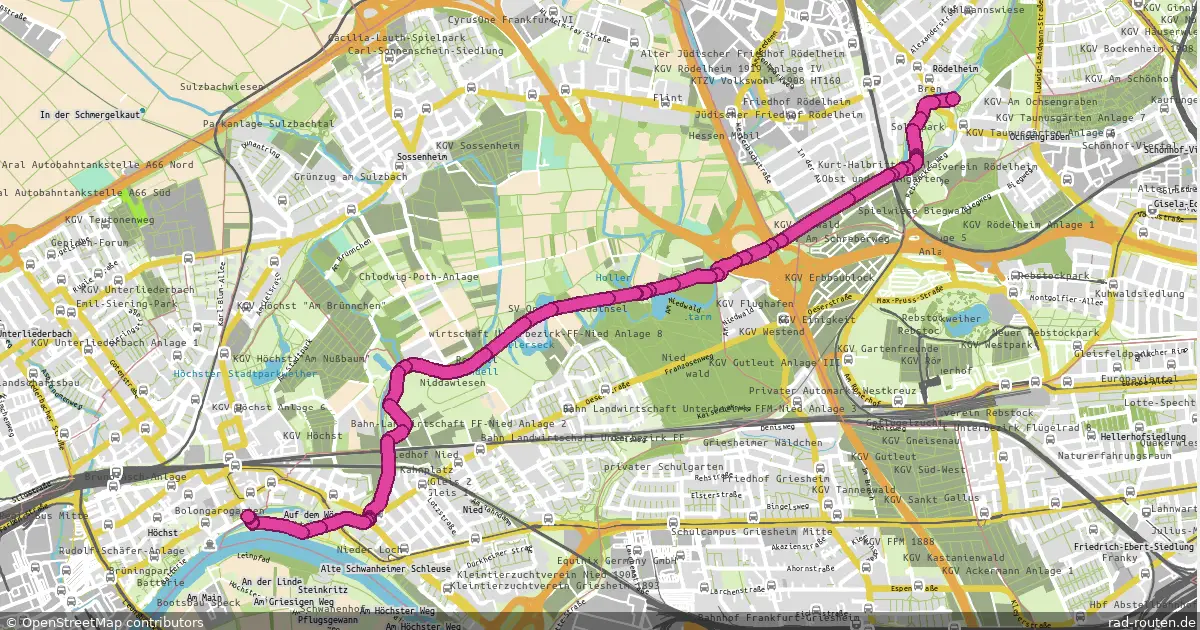 Radroute Frankfurt am Main – Frankfurt am Main – Fernradroute auf Rad-Routen.de