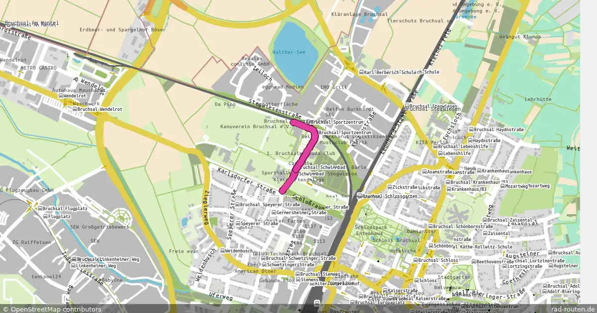DE:BW:KAL – von Bruchsal Sportzentrum nach Bruchsal Schwimmbad – Fernradroute auf Rad-Routen.de