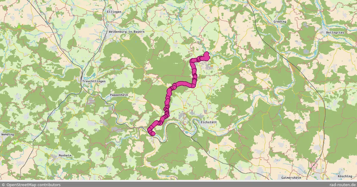 Radroute Dollnstein – Titting – Fernradroute auf Rad-Routen.de