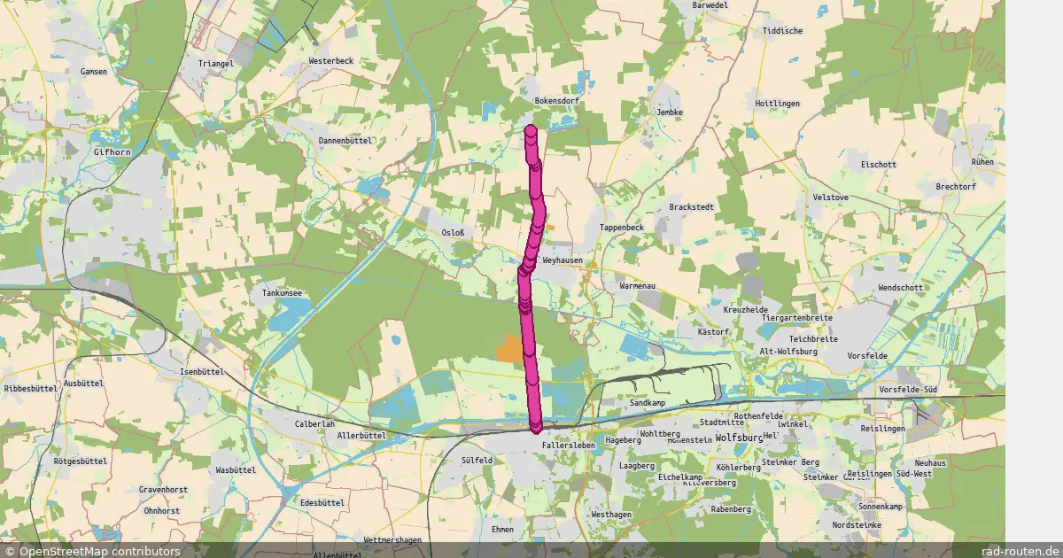 Radroute Wolfsburg – Bokensdorf – Fernradroute auf Rad-Routen.de