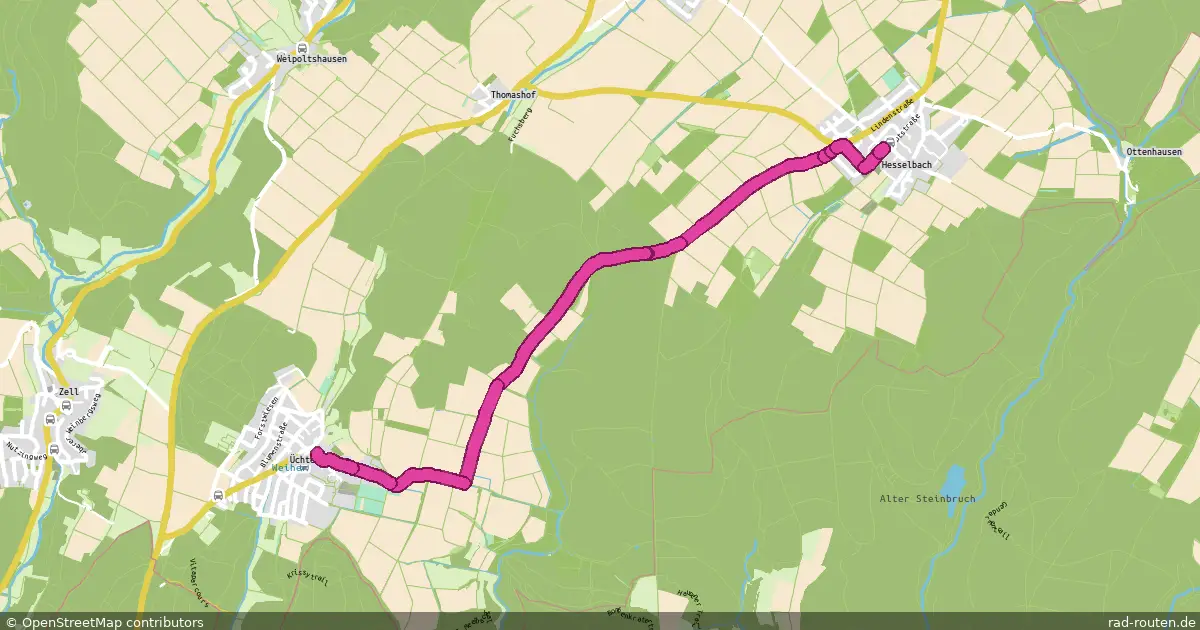 Radroute Üchtelhausen – Üchtelhausen – Fernradroute auf Rad-Routen.de