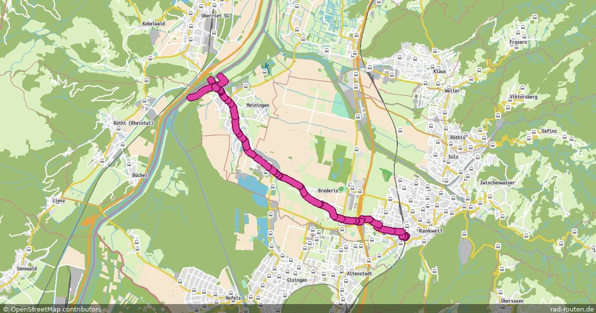 Radroute Rankweil – Oberriet (CH) – Fernradroute auf Rad-Routen.de