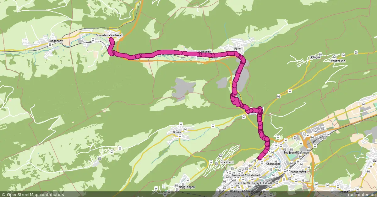 Radroute Biel/Bienne – Sonceboz Sombeval