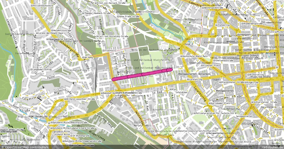 Radroute Stadtmitte – Dotzheim – Fernradroute auf Rad-Routen.de