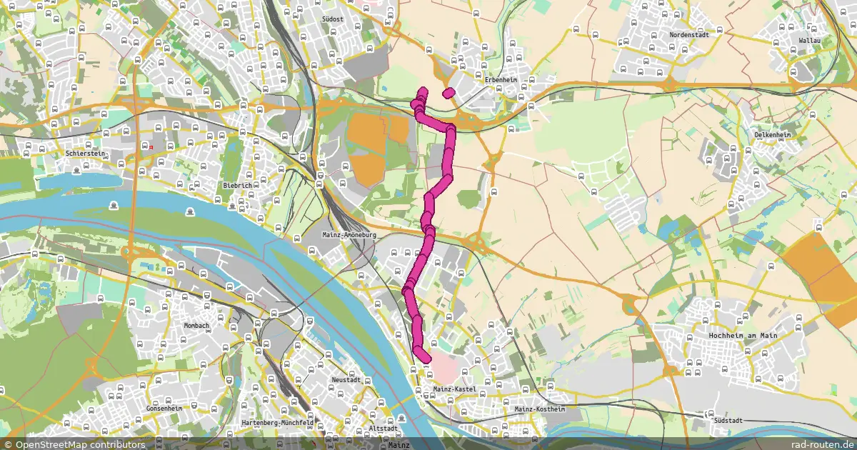 Radroute Kastel – Erbenheim – Fernradroute auf Rad-Routen.de