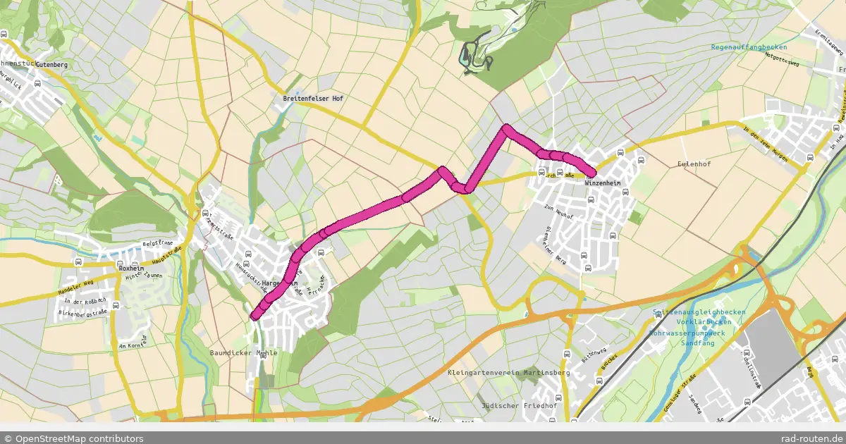 Radroute Hargesheim – Winzenheim – Fernradroute auf Rad-Routen.de