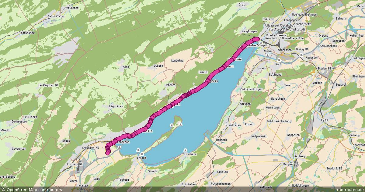Radroute Biel/Bienne – Twann-Tüscherz – Fernradroute auf Rad-Routen.de