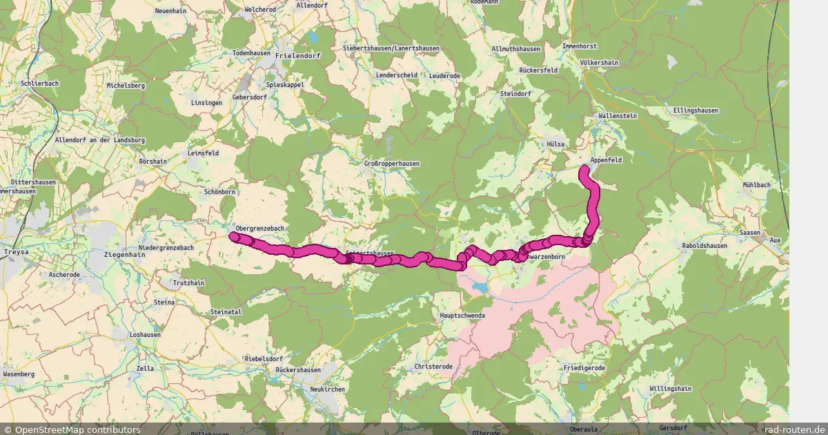 Radroute Schwarzenborn – Knüllwald – Fernradroute auf Rad-Routen.de
