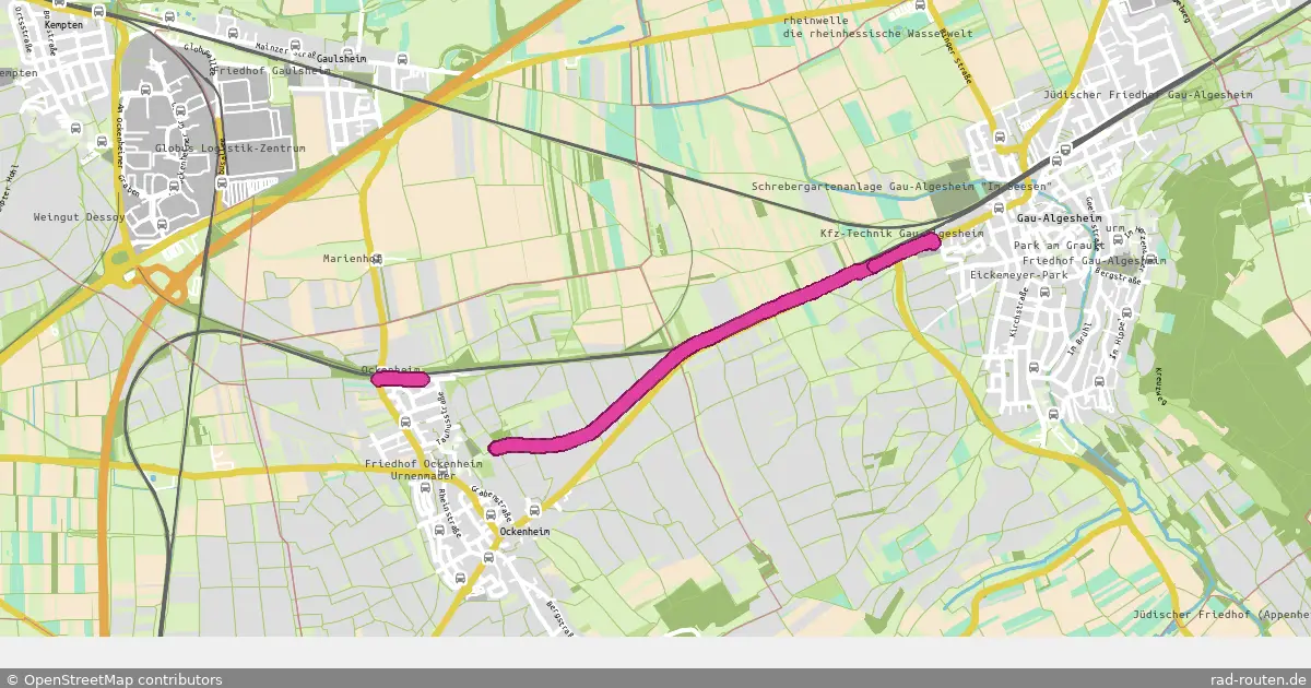 Radroute Gau Algesheim – Ockenheim – Fernradroute auf Rad-Routen.de