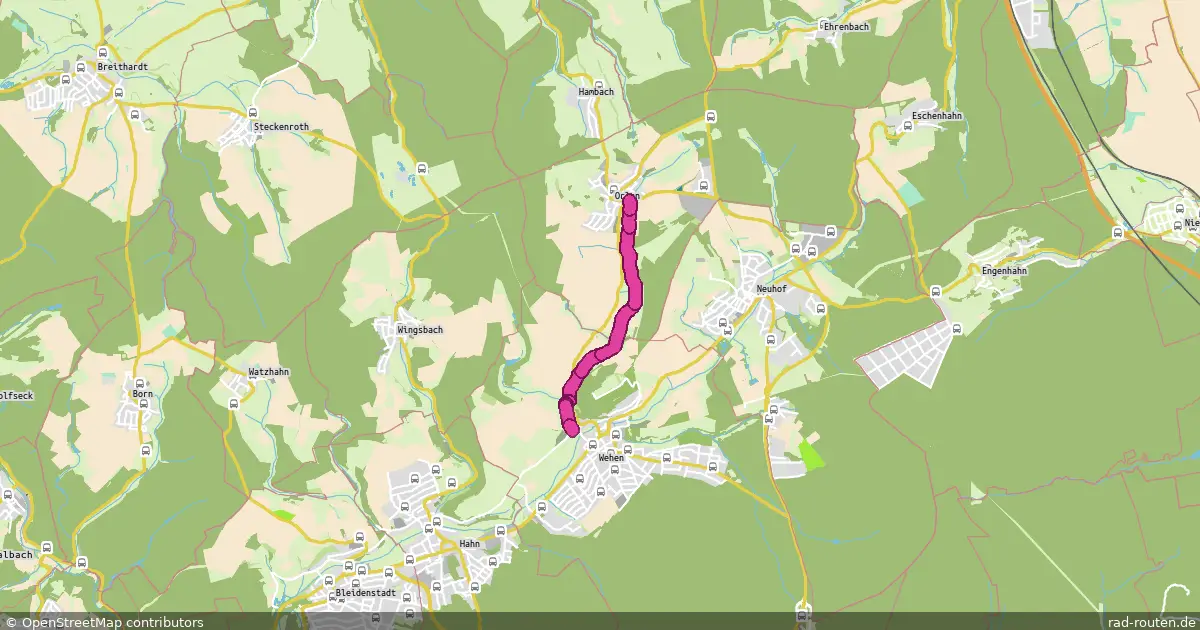 Radroute Wehen – Orlen – Fernradroute auf Rad-Routen.de