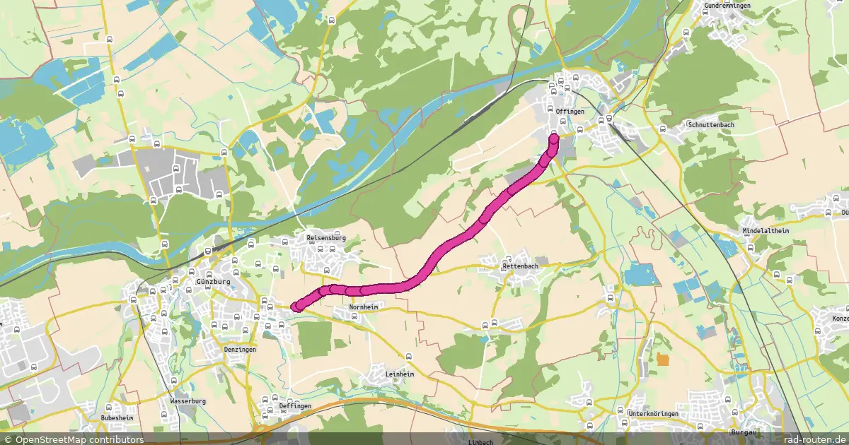 Radroute Günzburg-Ost – Offingen – Fernradroute auf Rad-Routen.de