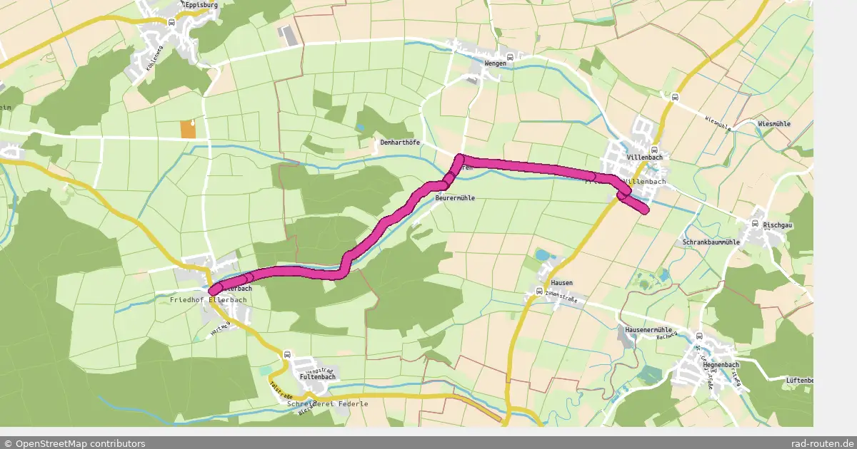 Radroute Ellerbach – Villenbach – Fernradroute auf Rad-Routen.de