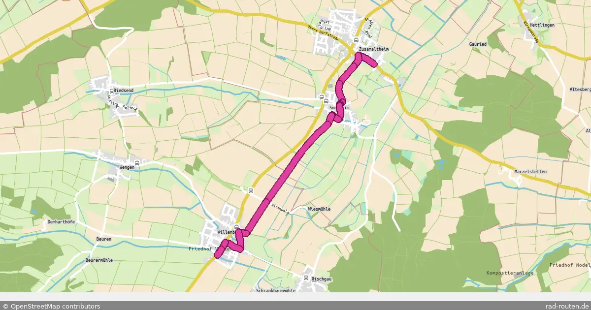 Radroute Zusamaltheim – Villenbach – Fernradroute auf Rad-Routen.de