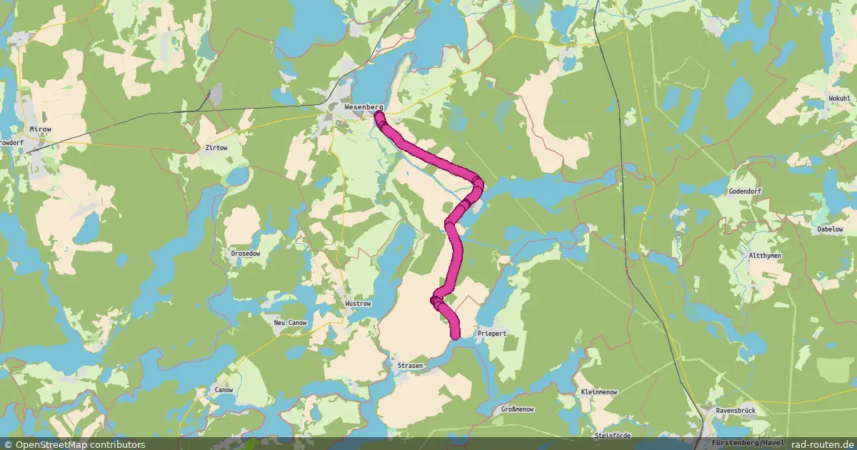 Radroute Wesenberg – Priepert – Fernradroute auf Rad-Routen.de
