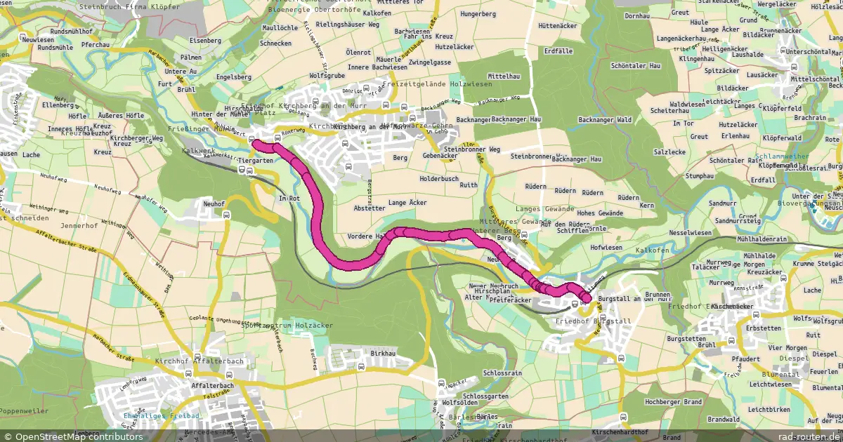 Radroute Kirchberg an der Murr – Burgstetten – Fernradroute auf Rad-Routen.de