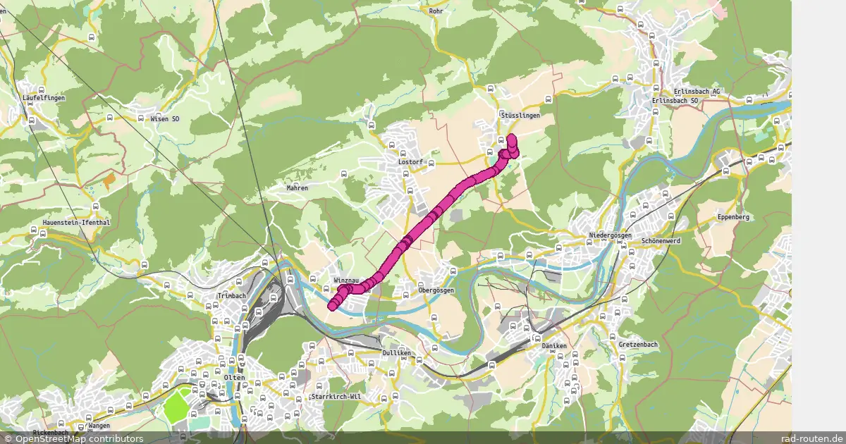 Radroute Stüsslingen – Winznau – Fernradroute auf Rad-Routen.de