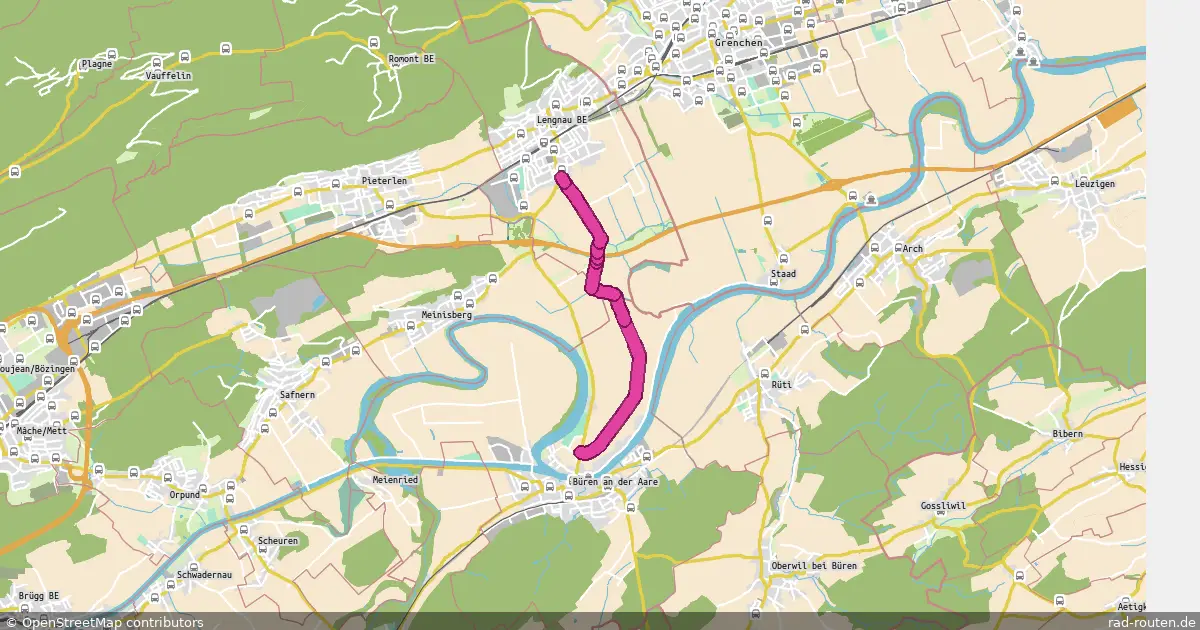 Radroute Büren an der Aare – Lengnau (BE) – Fernradroute auf Rad-Routen.de